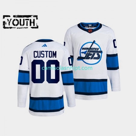 Camiseta Winnipeg Jets Personalizado Adidas 2022 Reverse Retro Branco Authentic - Criança